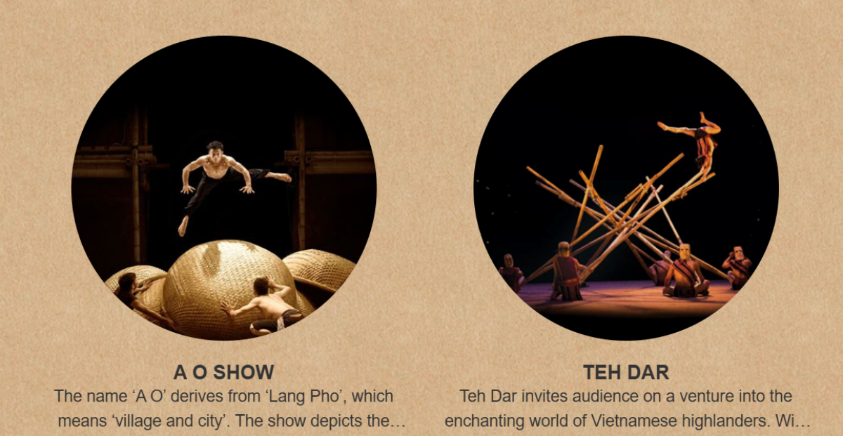 【出走。越南】越南 Lune Production 竹子舞表演｜越南版太陽馬戲團「胡志明 A O Show」×「會安 Teh Dar」 , 兩場演出一次比較